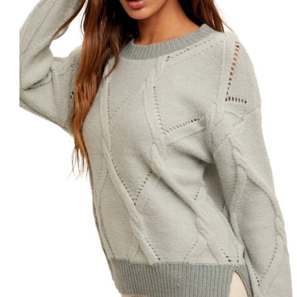 Hem & Thread Sweaters - Hem & Thread mint Diamond Knit Sweater